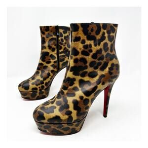 Christian Louboutin Bianca Leopard Platform Ankle Boots Womens Size EU 36